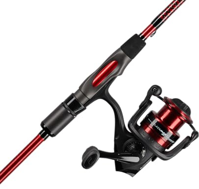 Ugly Stik, 198 cm Kohlenstofffaser-Spinnrute und Rollen-Combo, Graphit mit Graphitspitze, 198 cm Zweiteilige Fast-Action-Rute, Rot/Schwarz