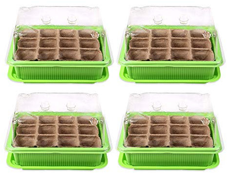 Schramm® Set de Cultivo de 4 Piezas macetas de Cultivo en Invernadero Invernadero de Interior 20.5 x 15.5 x 11 cm para 48 macetas de Cultivo Mini Cultivo en Invernadero