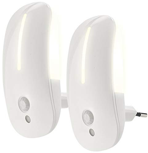 Lunartec Bewegungsmelder Senioren: 2 LED-Steckdosen-Nachtlichter mit Bewegungsmelder & Dämmerungs-Sensor (LED Bewegungslicht Steckdose, automatisches Nachtlicht, Bewegungssensor)