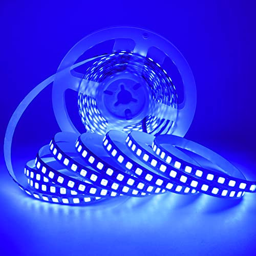 Tesfish 12V LED Streifen Licht, 5 Meter Blau Lichtleisten SMD 5054 IP20 120 LEDs/M, Total 600 LEDs Bänder, Strips für Zuhause, Regal, Küche Dekoration