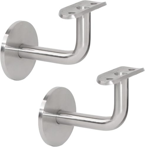 PRIOstahl Handlaufhalter Handlauf Wandhalter Handlaufstütze - 2 x Handlaufträger an Rundrohr Ø 33,7 mm zum Anschrauben Flach an die Wand für M8 Stockschraube für Geländer aus Edelstahl V2A
