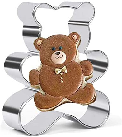 Crethink Teddy Bear Cookie Cutter - 1 Piece Teddy Bear Stainless Steel Biscuit Cutters Fondant Cake Decoration for Baking
