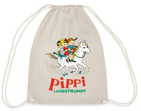 Spreadshirt Pippi Langstrumpf Ausritt Mit Annika Und Tommy Turnbeutel, One size, Natur