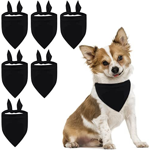 HACRAHO Haustier-Halstuch, Dreieckstuch für Hunde und Katzen, verstellbar, Schwarz, 6 Stück