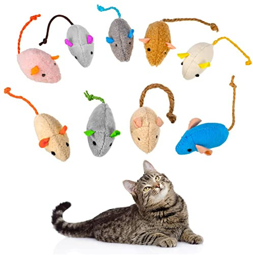 Dacitiery 9Pcs Cat Catnip Mice Toys for Cat, Soft Mouse Toys Playing Chewing Teeth Cleaning Realistic Plush Toy for Cat Kitten