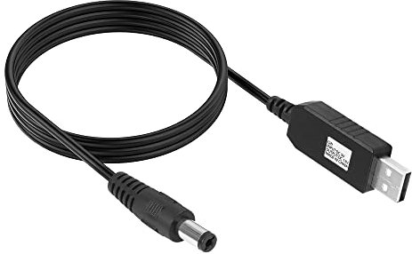 Yacsejao, Cavo di alimentazione con convertitore di tensione da 5 V CC a 12 V USB, con jack CC, 5,5 x 2,1 mm, per ventole, luci LED, router, altoparlanti (1 m)