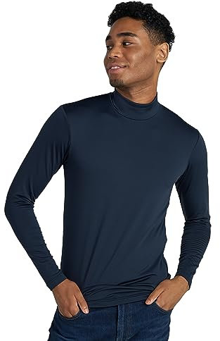 LAPASA Herren Stehkragen Thermounterhemd, Thermounterwäsche Oberteil M102 Navy XL