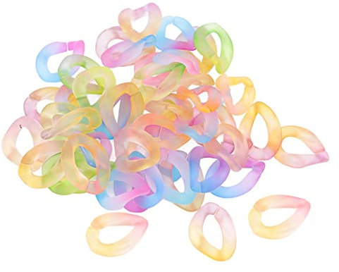 01 02 015 50 Stück Acryl-Verbindungsringe, Kunststoff, bunt, gefrostet, Schnellverbindungsstücke, oval, kleine Acryl-Kettengliedringe für Schmuck, DIY, Basteln, Panzerketten,(Transparent zweifarbig)