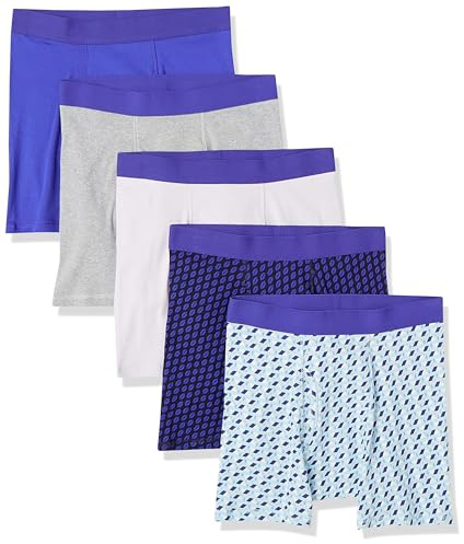 Amazon Essentials Herren Atmungsaktive Boxershorts aus Baumwolle, ohne Etikett, 5er-Pack
