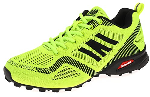 Dvina Hochwertige Sneaker Sportschuhe in Neon-Farbe - Perfekt für Lauf- und Trekking-Abenteuer sowie Freizeitaktivitäten - Bequeme Schnürschuhe mit Runners-Design Halt SD2053 Neon Grün Schwarz EU 41