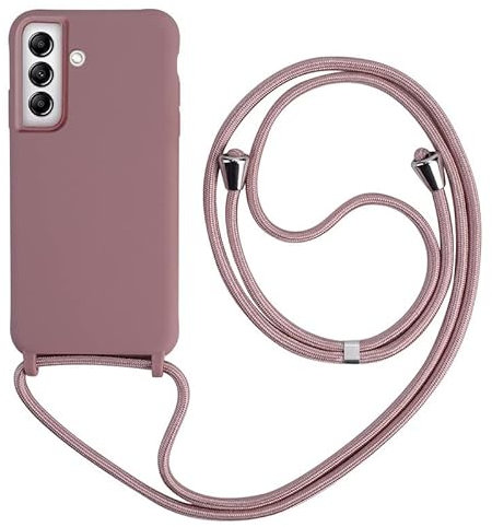 Keteen Handykette hülle für Samsung Galaxy A14 5G Handyhülle mit Band Slim Silikon Schutzhülle mit Abnehmbar Kordel Stossfest Bumper Cover zum Umhängen Necklace hülle Galaxy A14 5G-Pink
