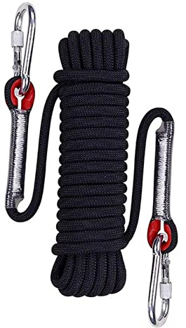 EKKJNQ Outdoor-Kletterseil, Länge 10m/15Mm/20m30M/50m mit 2 Ösen, Durchmesser 10mm, Outdoor-Kletterseil, hochfestes Sicherheitsseil, nylongeflochtenes Seil, Feuerwehr-Rettungsfallschirmseil (20M)