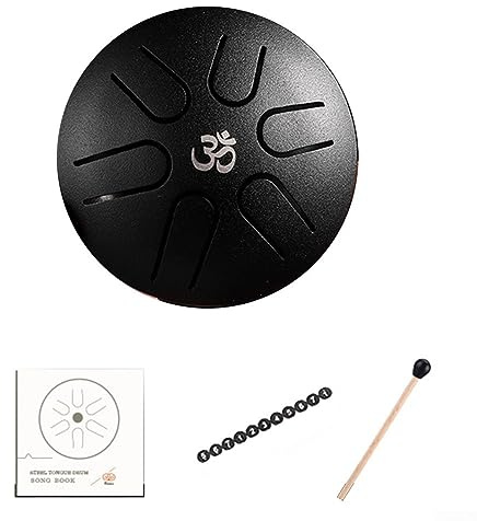 Steel Tongue Drum, 3 Inch 6 Notes Steel Tongue Drum Handpan Hand Drum Tankdrum With Drum Mallets for Music Education,Yoga Meditation,Mind Healing