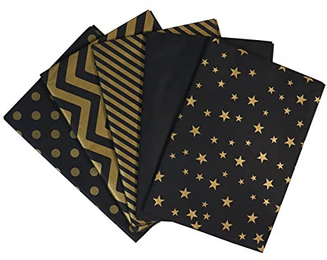 30 Blatt Seidenpapier Schwarz, 50× 70cm Seidenpapier zum Verpacken Geschenkpapier Set für Geschenkverpackungen Füller Kunsthandwerk Geburtstag Halloween(5 Designs)