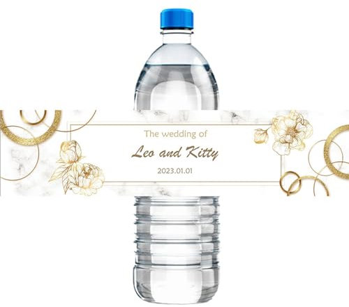 Lot de 30 étiquettes de bouteille de mariage personnalisées, autocollants de mariage avec texte photo, étiquettes de bouteille d'eau de mariage, étiquettes de bouteille d'eau de mariage (9)