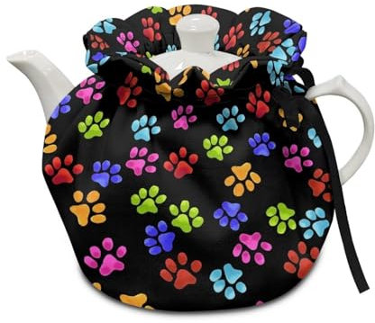 Poceacles Colorful Dog Paw Print Tea Cozies for Teapot, Portable Kettle Cover Tea Kettle Quilt Tea Cosy Cotton Kettle Tea Pot Cover Dust Proof Insulated Keep Warm