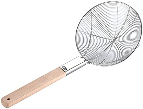 UNbit Colador de Cocina, Espumadera, colador Grande, colador de Acero Inoxidable, cucharón, Cuchara for freír con Mango for Cocina, freidora, Pasta, Fideos Espaguetis (Color : 14.96x12.60in)