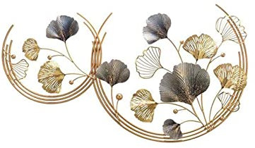 ASUDEN Moderne Wandskulptur, 3D-Metall-Wandkunst-Dekoration, Metall-Kunst-Wandskulptur, Ginkgo-Blatt-Wanddekoration, Büro, Arbeitszimmer