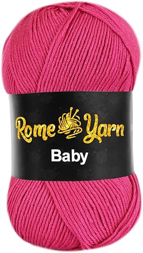 Baby Wolle (#3 DK) Leichtes Kammgarn Babygarn, Strickgarn Baby Best uni Babywolle, Antipilling Strickwolle Häkelwolle Acrylgarn zum Stricken und Häkeln (1 Knäuel, 245 Rosa)