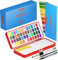 ARTISTRO Aquarellfarben Set 48 Farben in Tragbarer Box, Inklusive Metallic- und Fluoreszenzfarben, 2x Pinsel, Aquarellpapier, Acrylstifte, Aquarell für Reisen, Wasserfarben für Künstler und Hobbymaler