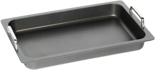 AMT Gastroguss Gastronorm - Behälter hoch GN 1/1 glatter Boden, Nicht-Induktion, 53 cm x 32,5 cm, 5,5 cm hoch, mit Edelstahlgriffen, Lotan® Antihaft-Veredelung, AMZN-55333-G