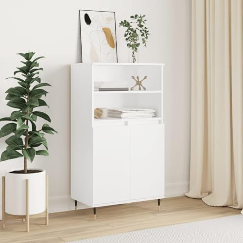 Iiaky Highboard Sideboard MöBel Highboard Wohnzimmer Cabinet Wohnzimmerschrank Weiß 60x36x110 cm Holzwerkstoff