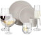 Melamin Camping Geschirr Set 4 Personen Coffee Design 16 Teilig + 16 Milano Gläser Wassergläser Weingläser Champagner-Gläser Flûtes Tafelgeschirr Picknick BBQ Kochgeschirr