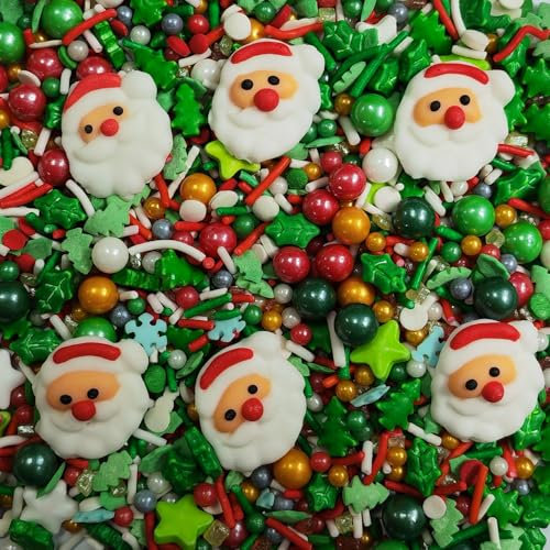Edible Christmas Decorative Candy 95G 6 Santa Claus and Colorful Pearl Candy Cake Cupcake Ice Cream Dim sum Decorative Candy Cake Topper