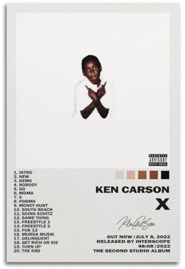 ZLYXZQG Ken Carson XAlbum-Cover-Poster, Musikposter, Leinwand, Wandkunst, Poster, Schlafzimmer-Dekor, Teenager-Haus-Dekoration, Kunst, 20 x 30 cm, ungerahmt, 38
