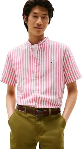 Tommy Hilfiger Linen Blend Mao STP S/S RF Shirt Mw0mw41297 Chemise S/S Homme (Lot de 1)