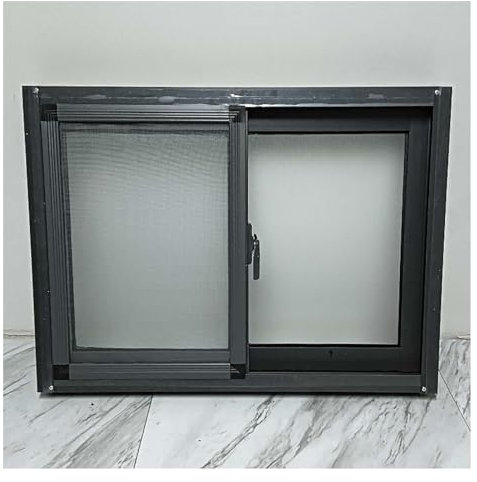 Generico Finestre for Case mobili, finestre for capannoni Singole in Alluminio, con zanzariere, finestre scorrevoli Orizzontali Trasparenti con Vetro for Garage, Casette da Gioco(80x60cm)