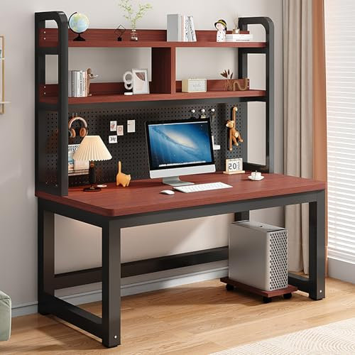 Bureau d'ordinateur de jeu moderne avec étagères de rangement, table d'écriture parfaite pour la maison, le bureau, le salon, espace de travail idéal (noir, 80 cm)