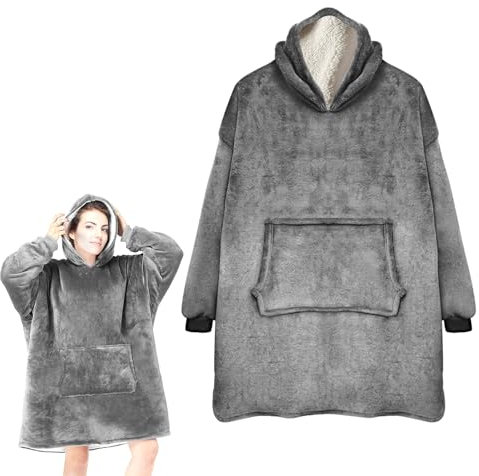 Couverture à Capuche surdimensionnée,Doux Sweat à Capuche Femme,Couverture à Capuche avec Grande Poche et manches longues,Flanelle Sweat à Capuche Adapté aux Hommes,Femmes,Adultes,Adolescents