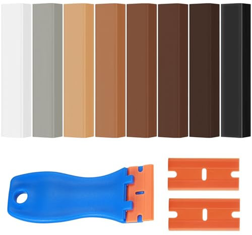 MirraSwit 8 Stück Laminat Reparaturset 8 Farben, Hartwachs Reparaturset mit Hoher Härte, Parkett Reparaturset für Kratzer und LöCher, MöBel Laminat Boden
