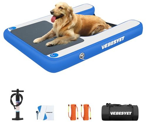 VEBESYET Inflatable Dog Pool Ramp Dog, Dog Water Ramp Ladder for Pools, Boats, Docks, Sea and Lake, Non-Slip EVA Dog Pool Ramp Platform for Dogs Up to 180LBS