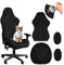 Housses de Chaise de Gaming 4 Pièces Lavable Housse de Chaise de Jeu avec Accoudoirs et Dossier de Chaise Housse de Chaise de Bureau pour Chaise de Jeu d'ordinateur