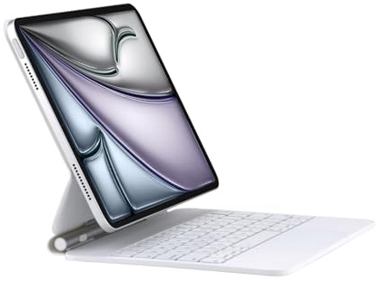 QUARK Magic Keyboard Case for iPad Air 11-inch (M3 2025 / M2 2024) & iPad Pro 11-inch (4th, 3rd, 2nd,1st Gen), Keyboard Case for 10.9 iPad Air (5/4 Gen) with Trackpad/Backlit Keys, White