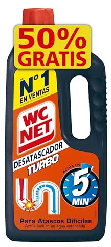 Wc Net turbo, Desatascador super concentrado, Desatasca a la primera y en 5 minutos, 500 ml + 500 ml extra
