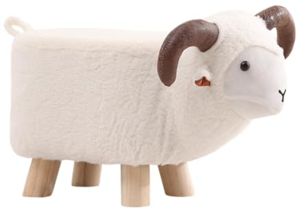 JISADER Niedliche Tierhocker für Kinder, Kinderhocker Schaf, Kinder Sitzhocker Tier, Animal Footstool, Cartoon Footrest Ottoman, Tier Polsterhocker, Fußhocker für Kindergarten Kinderzimmer, Weiß