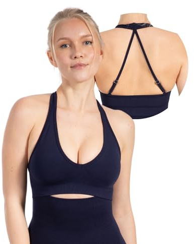 SMILODOX Sport BH Damen Daline, Nahtloser gepolsterter Trainings-BH mit herausnehmbaren Cups, für Fitness Yoga und Training, Atmungsaktiver mit Racerback Design für optimalen Halt