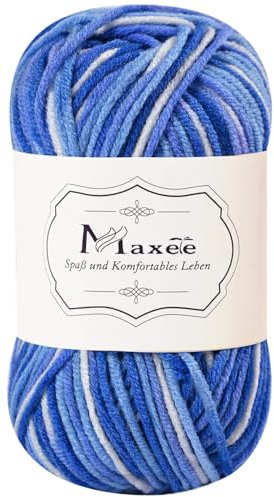 Maxee Handstrickgarn, 50 g Häkelgarn, Bunt Farbverlauf Acrylgarn zum Stricken, Weicher Wolle zum Häkeln, Mehrfarbiges Garn zum Stricken Häkeln und Basteln