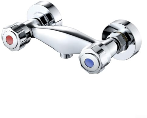 Mitigeur de douche thermostatique à double interrupteur - En laiton - Double commande - Robinet mitigeur mural (B)