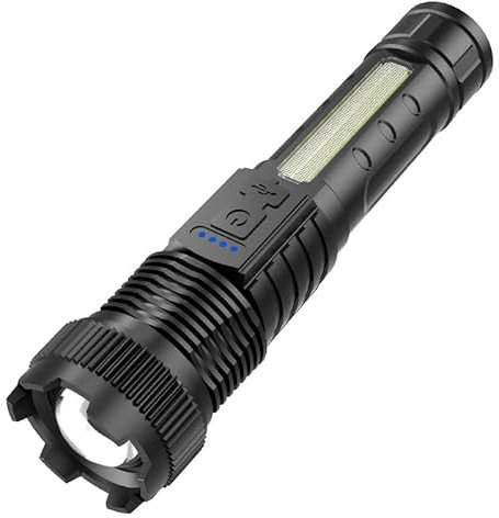 Rechargeable LED Flashlights, Super Bright Handheld Flashlight, 6 Modes with COB Work Light, IPX6 Waterproof, Adjustable Tactical Flash Light for Emergency, Home, Camping, Hiking, Outdoor