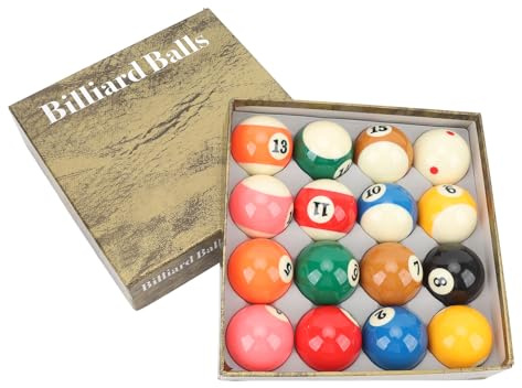 Hominas Bällebad Billard Set 16 Stück Diameter 57.2mm/22.5 Pool Billard Kugeln Kugelset aus Kunstharz Punkte und Streifen Bälle für Wettkampf und Freizeit