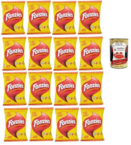 Italian Gourmet Gli Originali Snack al Mais 16 x 100g Käsegeschmack Beutel | Croccante e non fritto; würzig-knusprig für Aperitivo, Filmabend, Party, Gesamtnettogewicht 1,6 kg + Kostenlos Polpa 400g