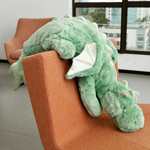 Jokapy 70-150 cm Kuscheltier Drache, Plüschtier Schlafkissen Große Weiche Lange, Riesige Plüschtier Flauschiger Kissen Geschenk für Kinder Freundin (Grün, 110cm)