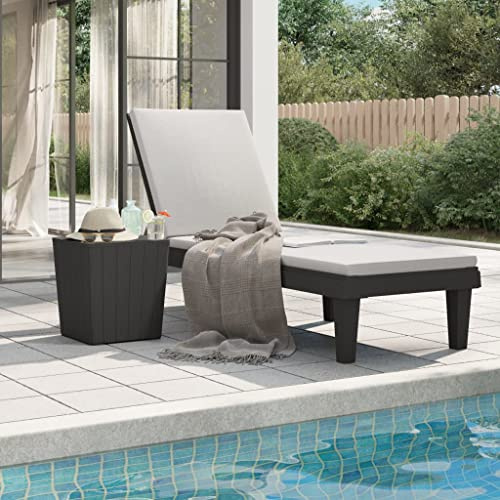 Teenpull Sonnenliege Schwarz 155x58x83 cm Polypropylen, Verstellbare Rückenlehne, UV-beständig, für Garten Terrasse Pool, Robustes Outdoor Lounge Chair