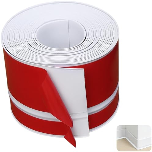 5m Sockelleiste Selbstklebend Weiß (70mm Breit) – PVC Weichsockelleiste Flexibel & Knickleiste – Wasserdichte Fussleisten Kunststoff & Wandabschlussleiste für Küche, Bad & Boden