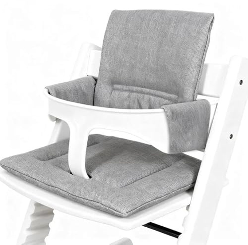 Kids Sitzkissen, Hochstuhlauflage Kissen Sitzbezug, 186G Grau Reine Baumwolle Wasserdicht Atmungsaktiv Sitzkissen, Einfache Befestigung am Kinderstuhl für Stokke Tripp Trapp Hochstuhl