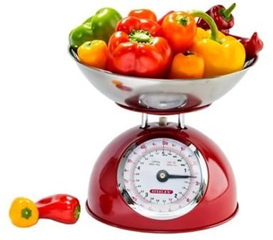 Mechanical Kitchen Weighing Scale with Removable Stainless Steel Bowl, Analog Manual Food Scale for Baking, Cooking and Meal Preparation, Reliable Countertop Weighing Machine